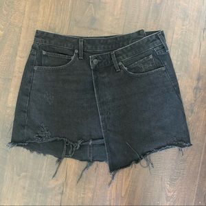 Agolde assymetrical black denim skirt